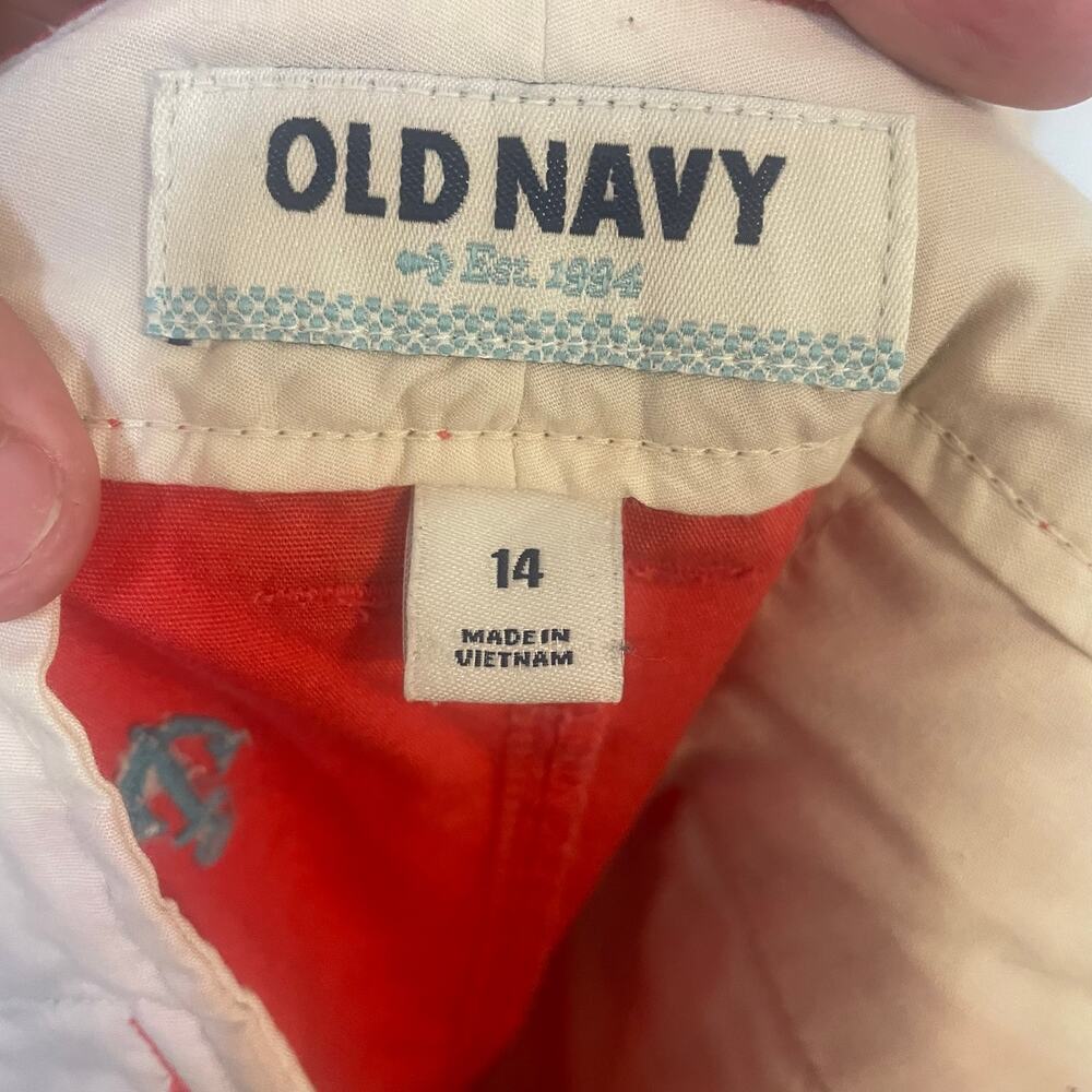 Old Navy Shorts Womens Pink Coral Blue Embroidered Anchors Cotton Nautical Sz 14 - Picture 3 of 14